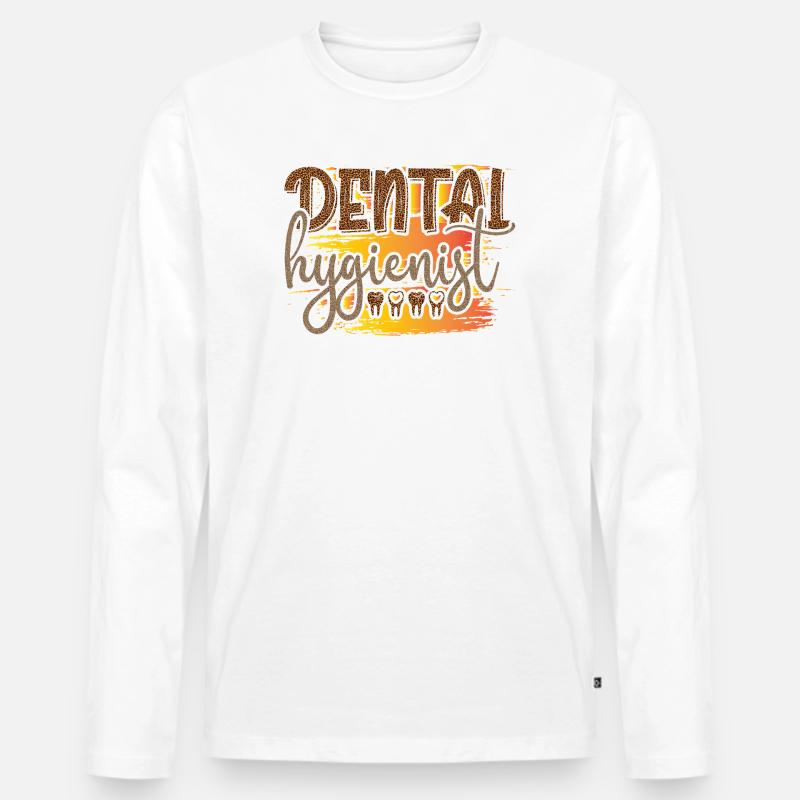 Leopard Hygienist Sunset Script - Männer Premium Bio Langarmshirt - Weiß