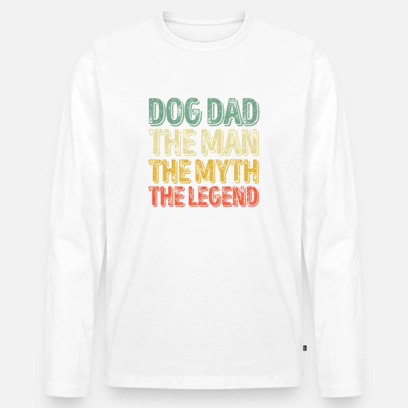 Dog Dad Legend Gradient Tee - Männer Premium Bio Langarmshirt - Weiß