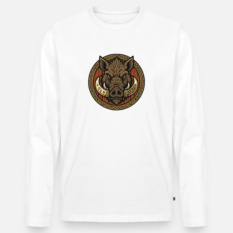 Wikinger Eberemblem - Männer Premium Bio Langarmshirt - Weiß