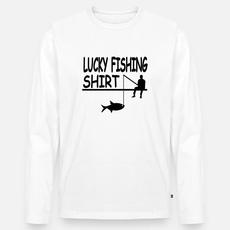 Angeln - Männer Premium Bio Langarmshirt - Weiß