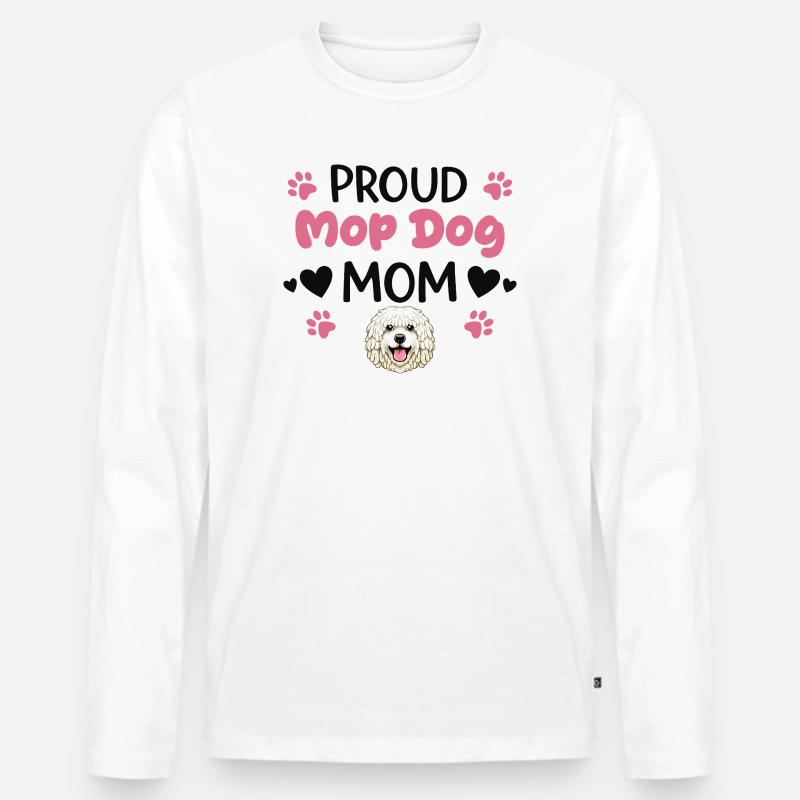 Stolze Mop Dog Mutter, Komondor - Männer Premium Bio Langarmshirt - Weiß