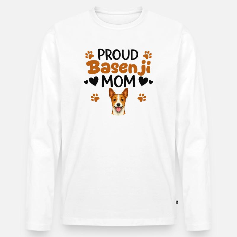 Stolze Barkless Dog Mutter, Basenji - Männer Premium Bio Langarmshirt - Weiß