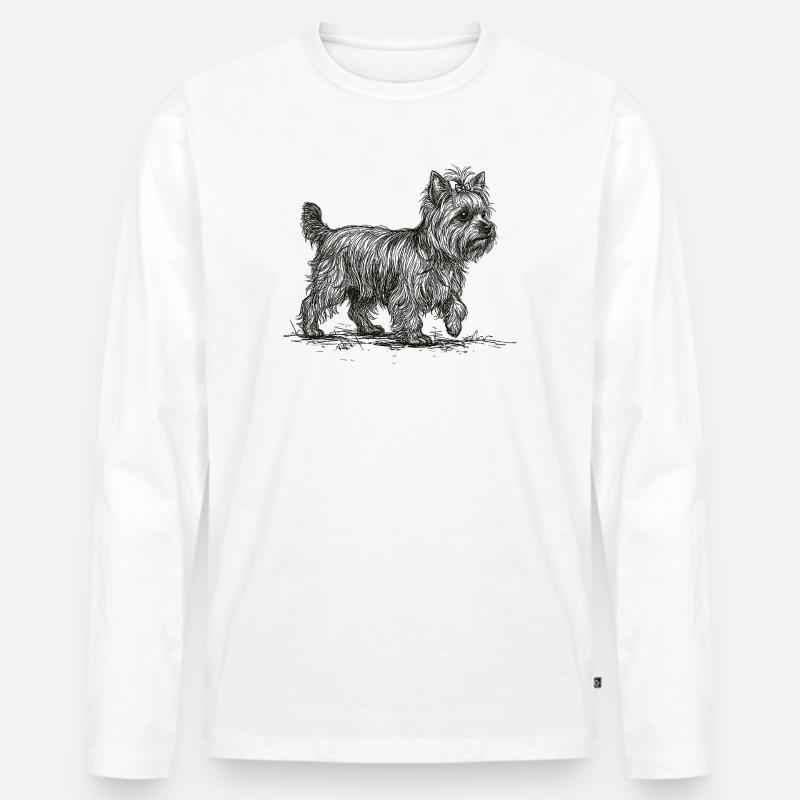 Yorkshire Terrier Sketch – Hund Design - Männer Premium Bio Langarmshirt - Weiß