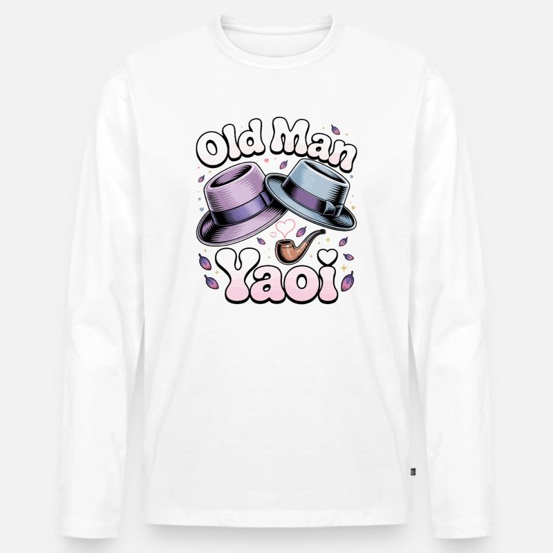 Vecchio Yaoi: Cappelli Pipe - Maglia a manica lunga ecologica premium da uomo - bianco