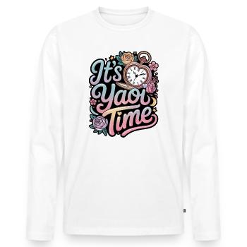 C’est l’heure du Yaoi - T-shirt manches longues Premium bio Homme - blanc - Devant - Nico (187cm)