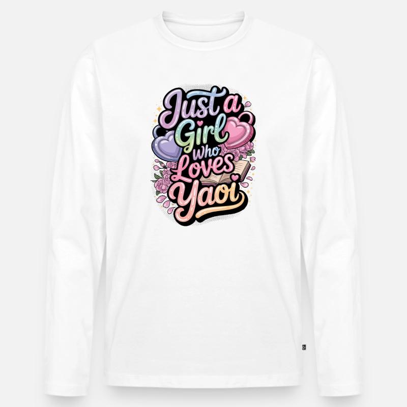 Nur ein Mädchen, das Yaoi liebt. - Männer Premium Bio Langarmshirt - Weiß