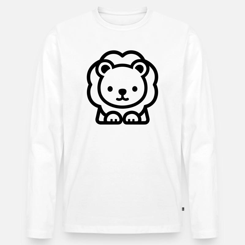 Löwe - Männer Premium Bio Langarmshirt - Weiß
