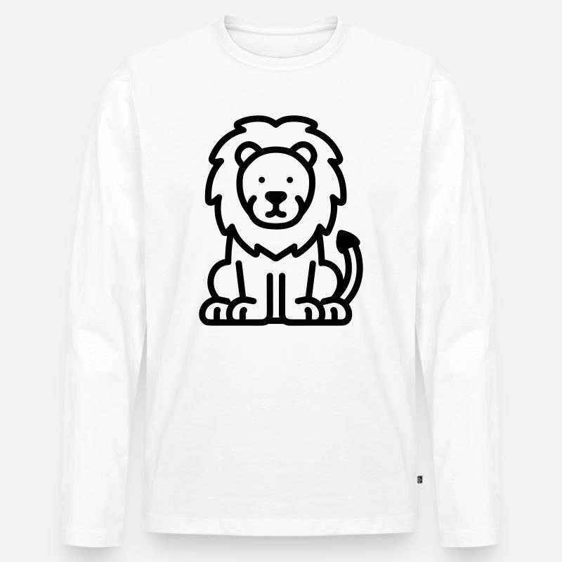 Löwe - Männer Premium Bio Langarmshirt - Weiß