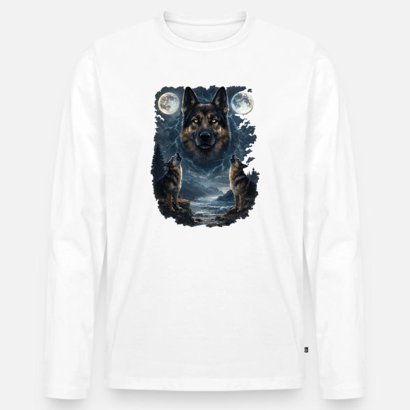 Zwei Monde German Sheperd - Männer Premium Bio Langarmshirt - Weiß