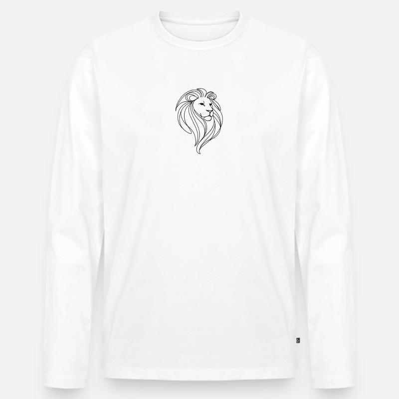 Löwe - Männer Premium Bio Langarmshirt - Weiß