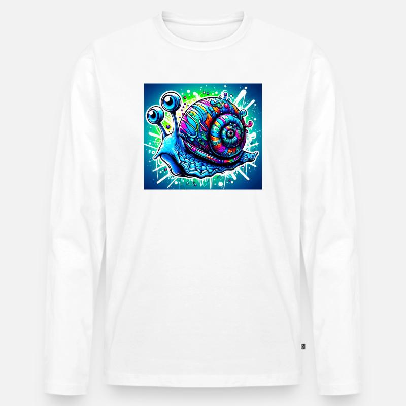 Schnecke - Männer Premium Bio Langarmshirt - Weiß