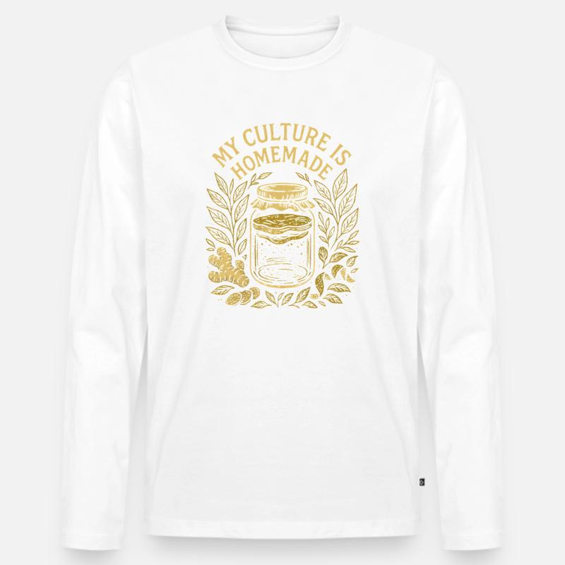 Hausgemachte Kultur | Kombucha Fermentation - Männer Premium Bio Langarmshirt - Weiß