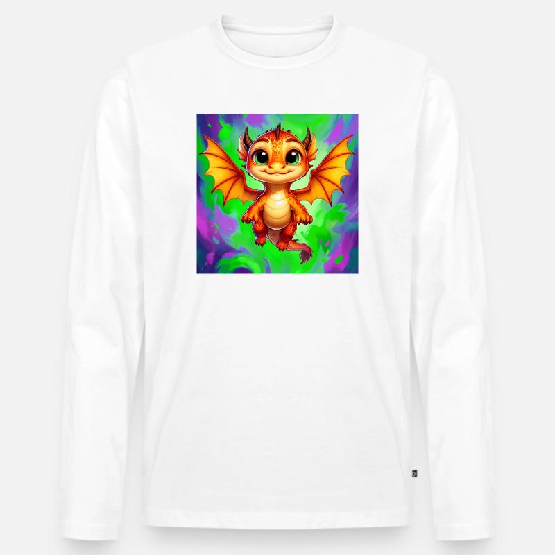 Drache - Männer Premium Bio Langarmshirt - Weiß