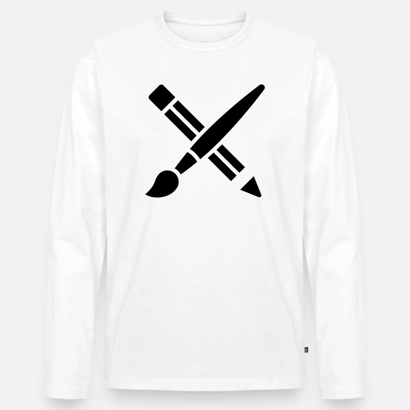 Pinsel, Bleistift, Basteln, Kunst Symbol - Männer Premium Bio Langarmshirt - Weiß