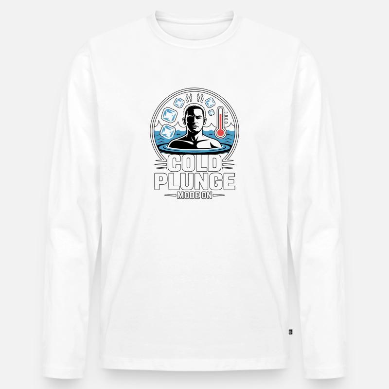Cold Plunge Mode On Eisbaden - Männer Premium Bio Langarmshirt - Weiß