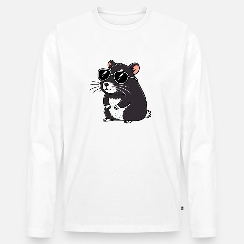 Hmster-chic dunkle Brille - Männer Premium Bio Langarmshirt - Weiß