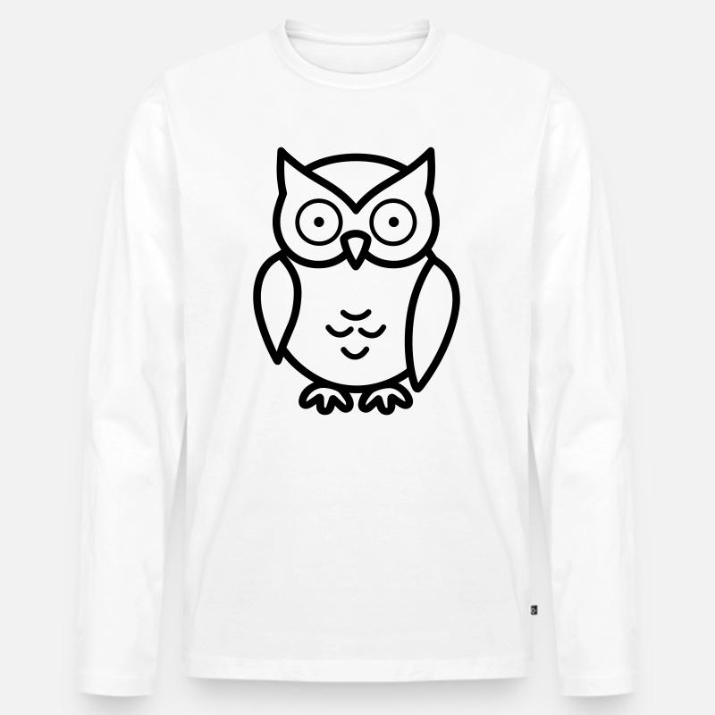 Eule - Männer Premium Bio Langarmshirt - Weiß
