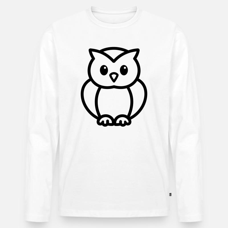 Eule - Männer Premium Bio Langarmshirt - Weiß