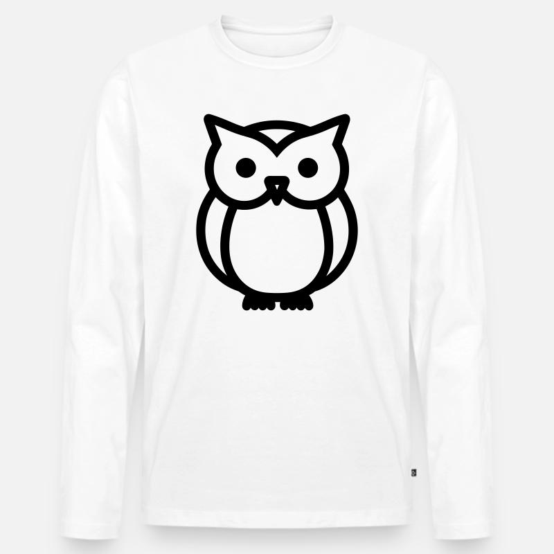 Eule - Männer Premium Bio Langarmshirt - Weiß