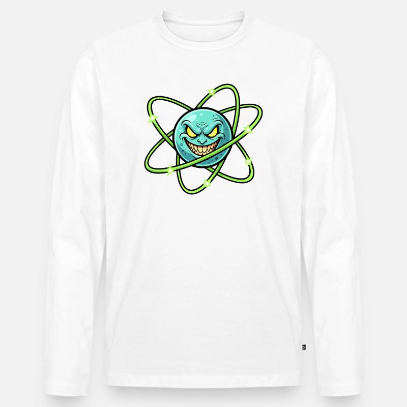Grimmiger Mond mit Atomring - Männer Premium Bio Langarmshirt - Weiß