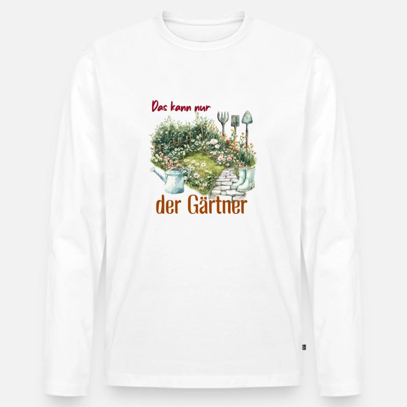 Beruf Gärtner - Geschenk Gärtner  - Männer Premium Bio Langarmshirt - Weiß