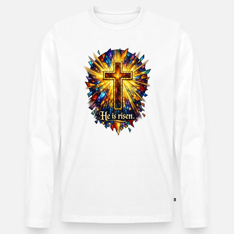He is risen - Männer Premium Bio Langarmshirt - Weiß