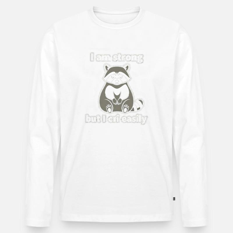 Starker Waschbär – weine leicht - Männer Premium Bio Langarmshirt - Weiß