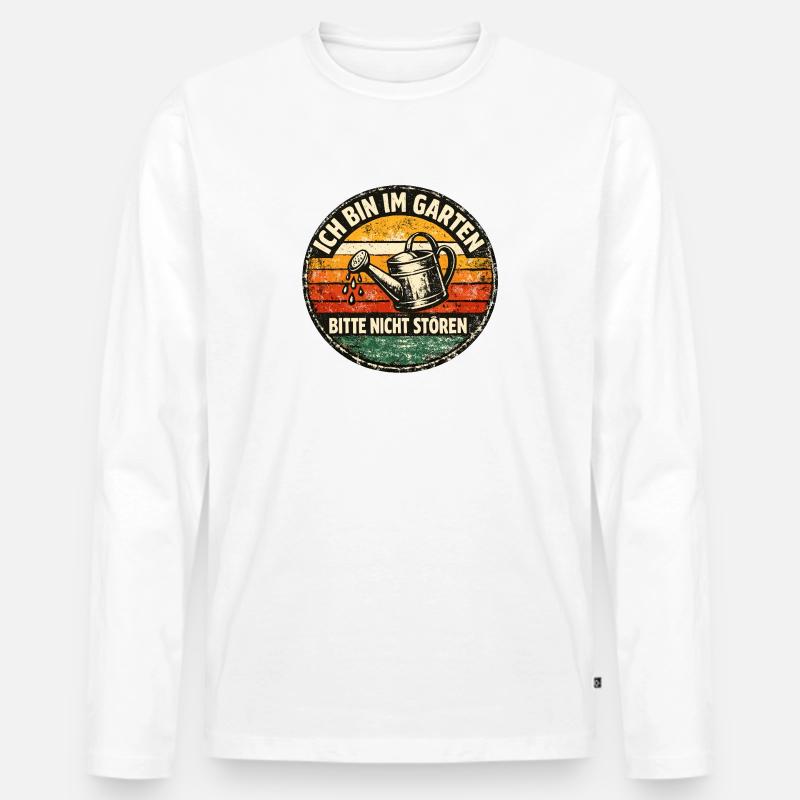 Gartenruhe Bitte Nicht Stören - Männer Premium Bio Langarmshirt - Weiß