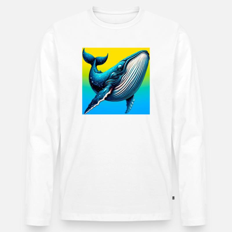Wal - Männer Premium Bio Langarmshirt - Weiß