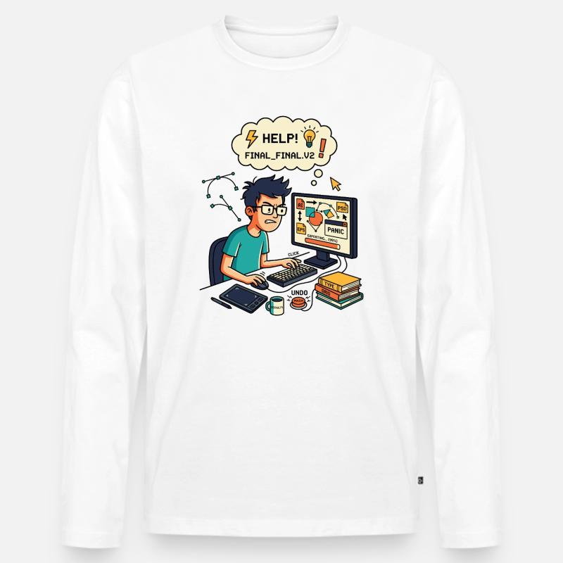Graphic Designer Chaos Export Panic - Männer Premium Bio Langarmshirt - Weiß