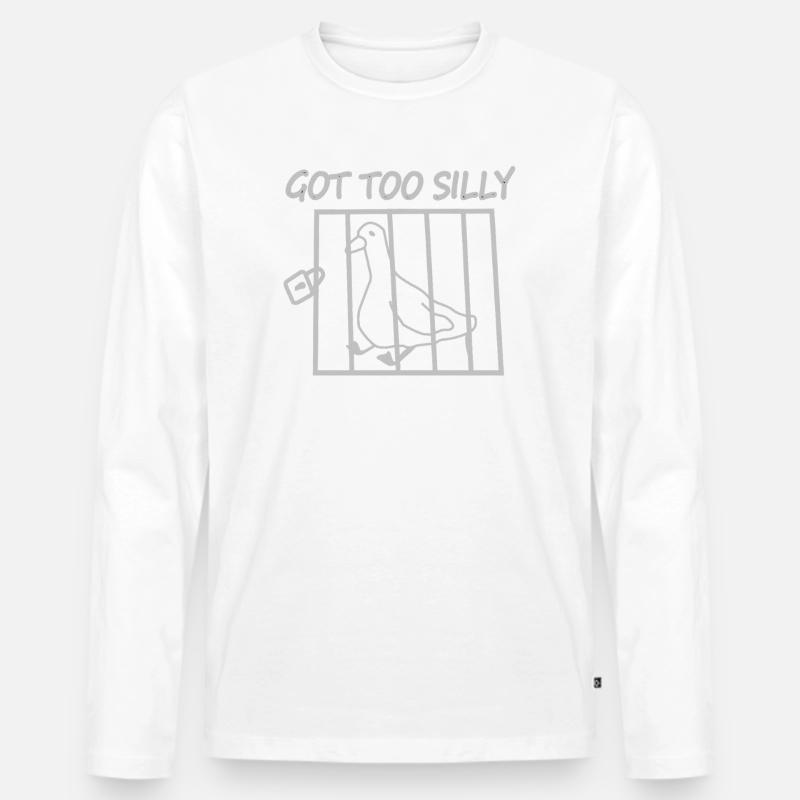 Taube im Käfig – So albern - Männer Premium Bio Langarmshirt - Weiß