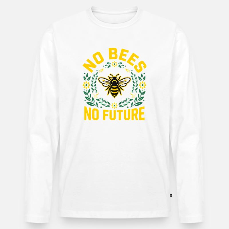 Save the Bees - Retro Umwelt Statement - Männer Premium Bio Langarmshirt - Weiß