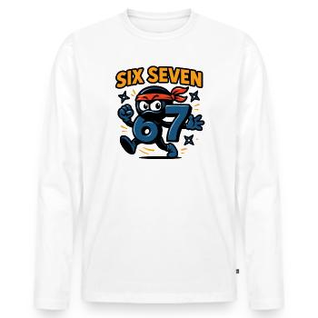 Six Seven 67 Italian Brainrot Ninja Humor Funny - Men's Premium Organic Long Sleeve Shirt - white - Front - Nico (187cm)