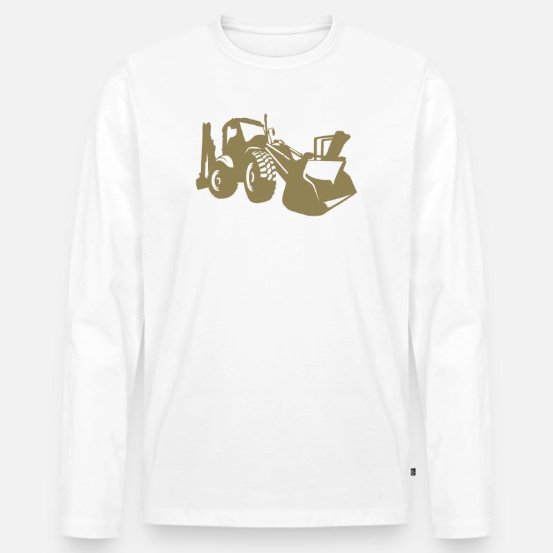 Bagger Radlader Baugeräteführer Silhouette - Männer Premium Bio Langarmshirt - Weiß