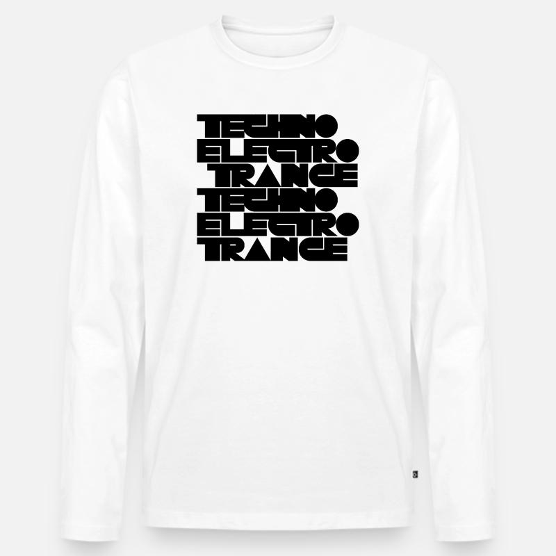 Techno Electro Trance Musik - Männer Premium Bio Langarmshirt - Weiß