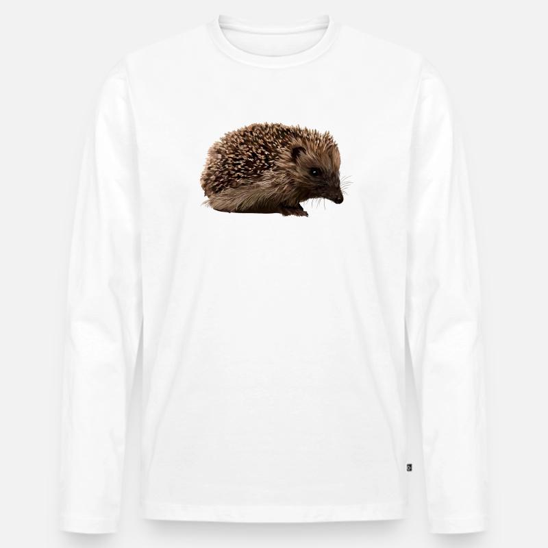 Riccio in stile foresta - Maglia a manica lunga ecologica premium da uomo - bianco