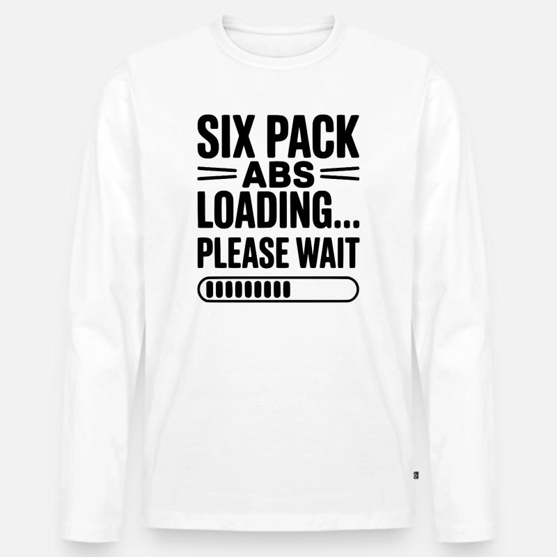 Sixpack Abs lädt... Bitte warten Sie - Männer Premium Bio Langarmshirt - Weiß