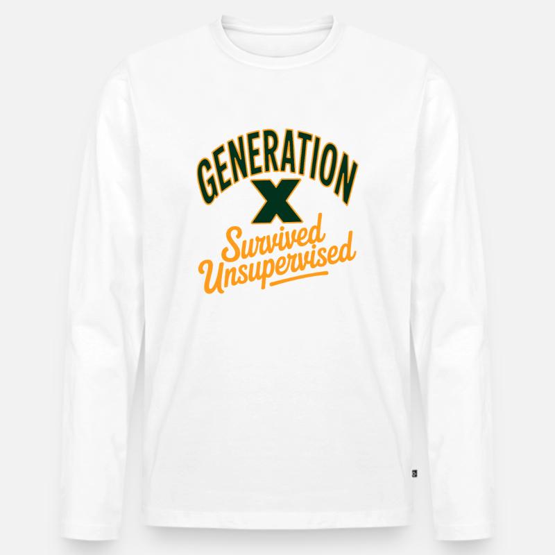 Generation X Survived Unsupervised - Männer Premium Bio Langarmshirt - Weiß