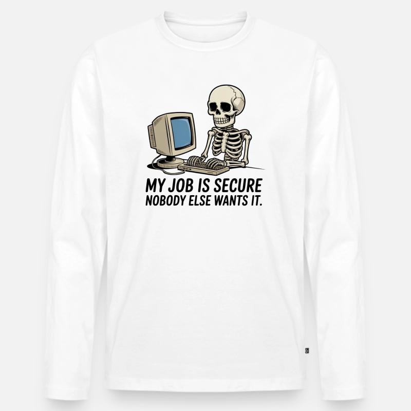 Skelett am PC IT-Arbeitssicherheit - Männer Premium Bio Langarmshirt - Weiß