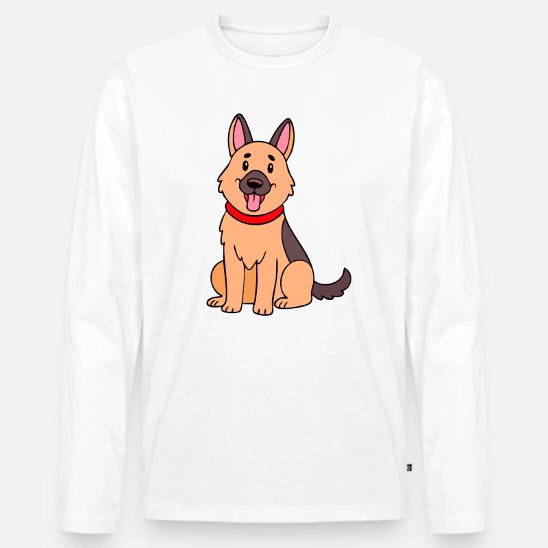 Niedlicher Schäferhund (Comic) - Männer Premium Bio Langarmshirt - Weiß
