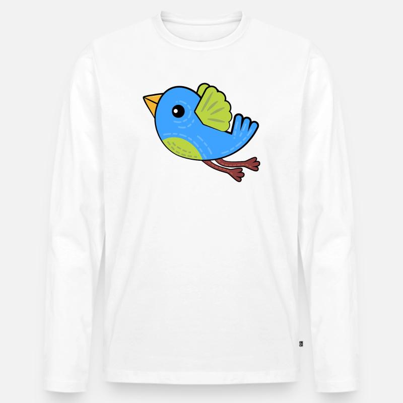 Kleiner Blauer Vogel - Männer Premium Bio Langarmshirt - Weiß