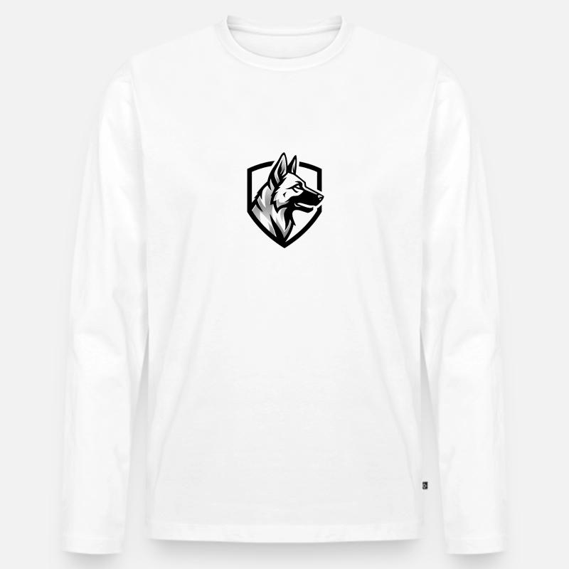 Schäferhund Wappen Security - Männer Premium Bio Langarmshirt - Weiß