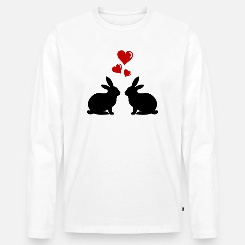 hasen_liebe - Männer Premium Bio Langarmshirt - Weiß