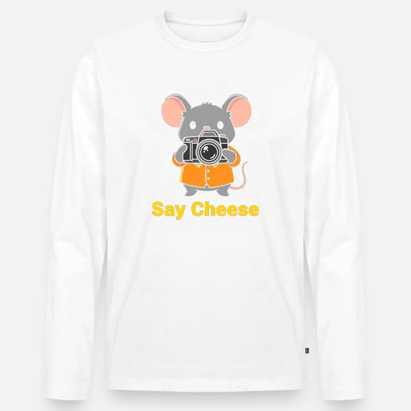 Kameramäuschen Say Cheese - Männer Premium Bio Langarmshirt - Weiß