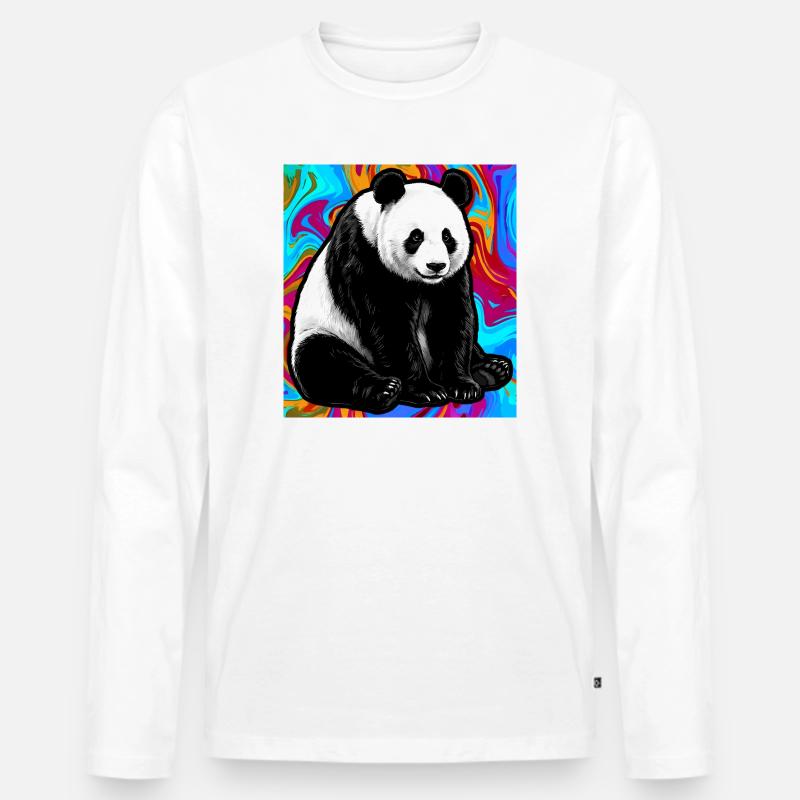 Panda - Männer Premium Bio Langarmshirt - Weiß