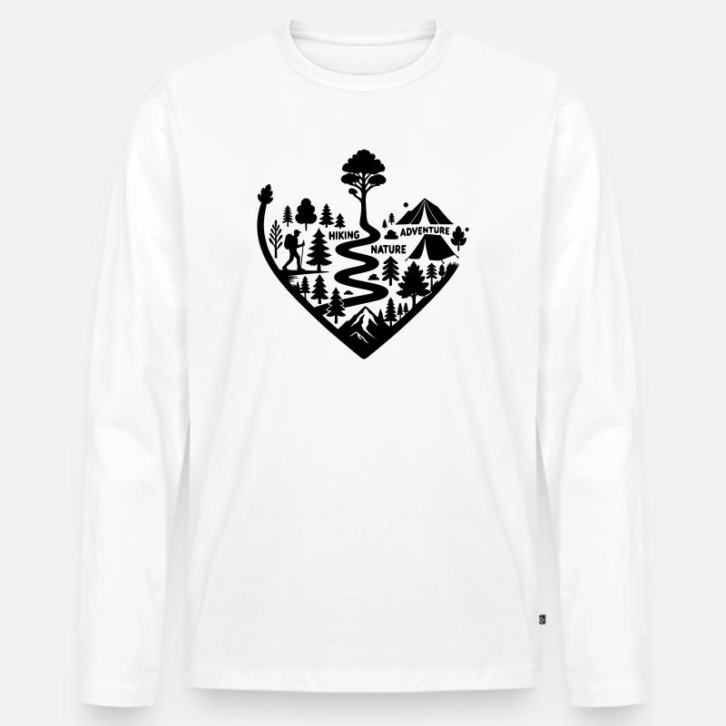 Wanderpfad Abenteuer Natur  - Männer Premium Bio Langarmshirt - Weiß