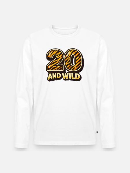 Zwanzig und Wild Tigerstreifen - Männer Premium Bio Langarmshirt - Weiß