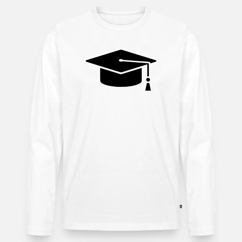 Graduation Cap Absolvent Logo - Männer Premium Bio Langarmshirt - Weiß
