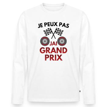 Je peux pas, j'ai Grand Prix, Humour course - T-shirt manches longues Premium bio Homme - blanc - Devant - Nico (187cm)
