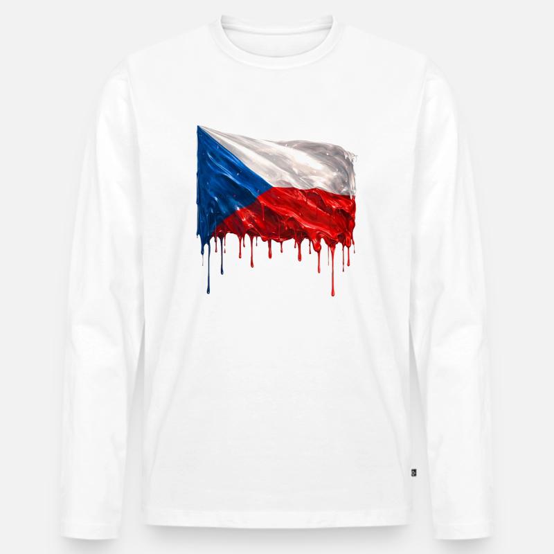 Tschechische Flagge bunte Farbe - Männer Premium Bio Langarmshirt - Weiß